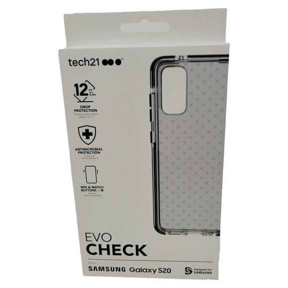 Tech21 Evo Check Series Flexible Gel Case for Samsung Galaxy S20 - Smokey Black - Picture 1 of 2